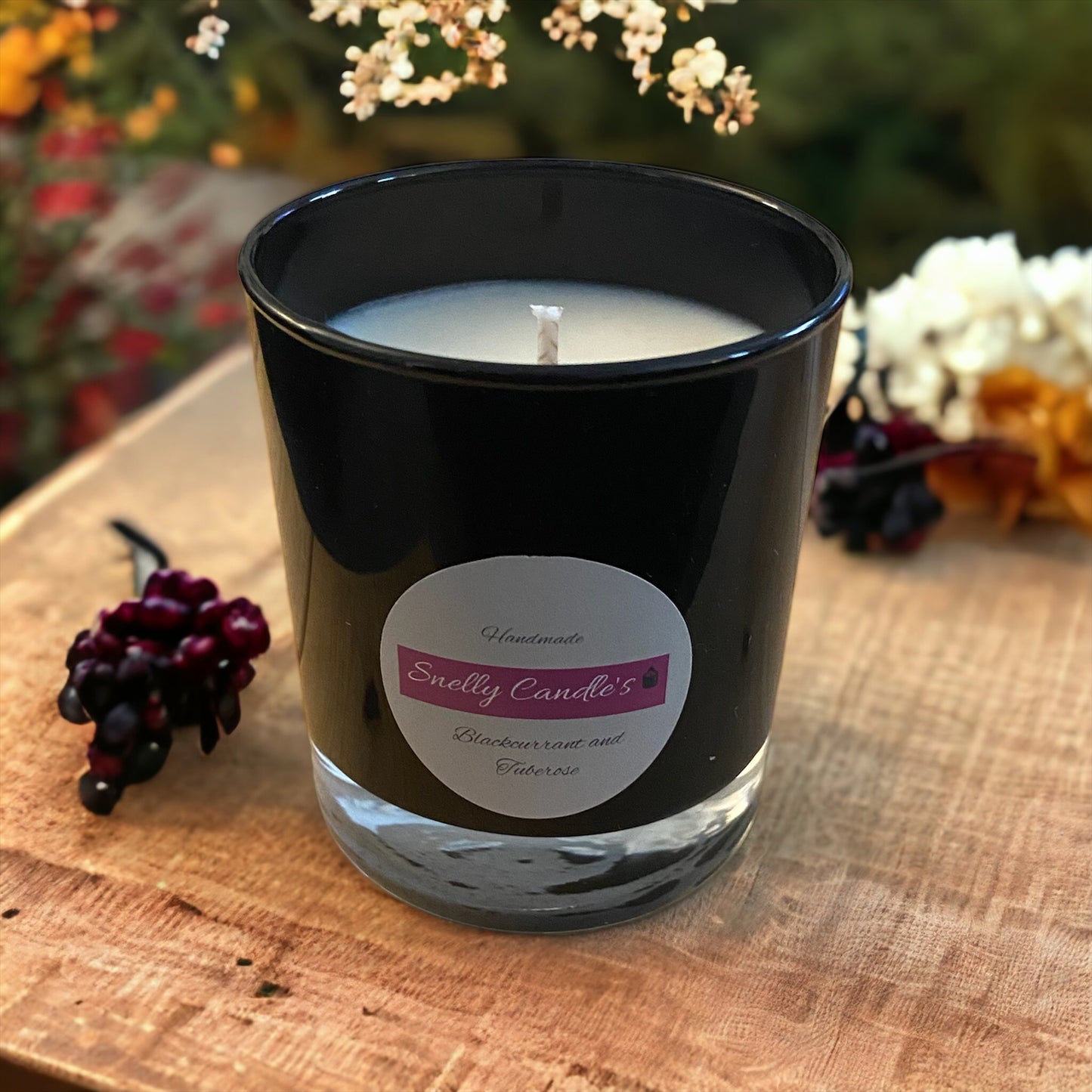 Snelly - Blackcurrant & Tuberose Soy Candle - Handmade in Wiltshire